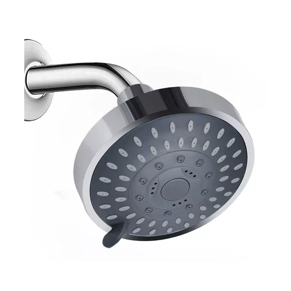 High Pressure Rain Shower Head with 5 Settings & Adjustable Swivel Ball Joint for Relaxing Shower Experience at Low Water Flow