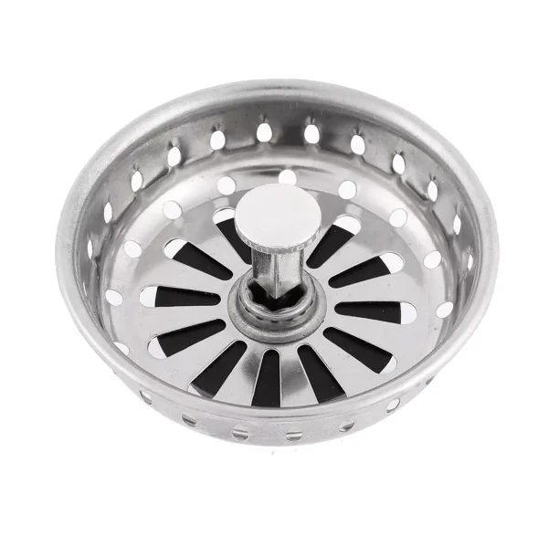 Unique Bargains Stainless Steel Plastic Kitchen Bathroom Sink Strainer 3.3" Dia Black Silver Tone 1 Pc