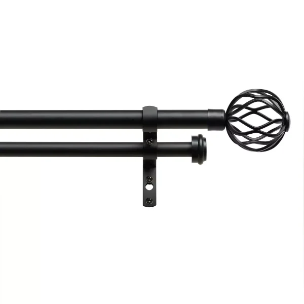 Double Curtain Rod and Finial Set
