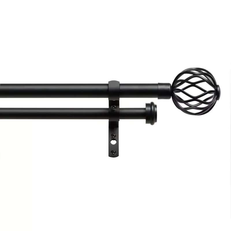 Double Curtain Rod and Finial Set